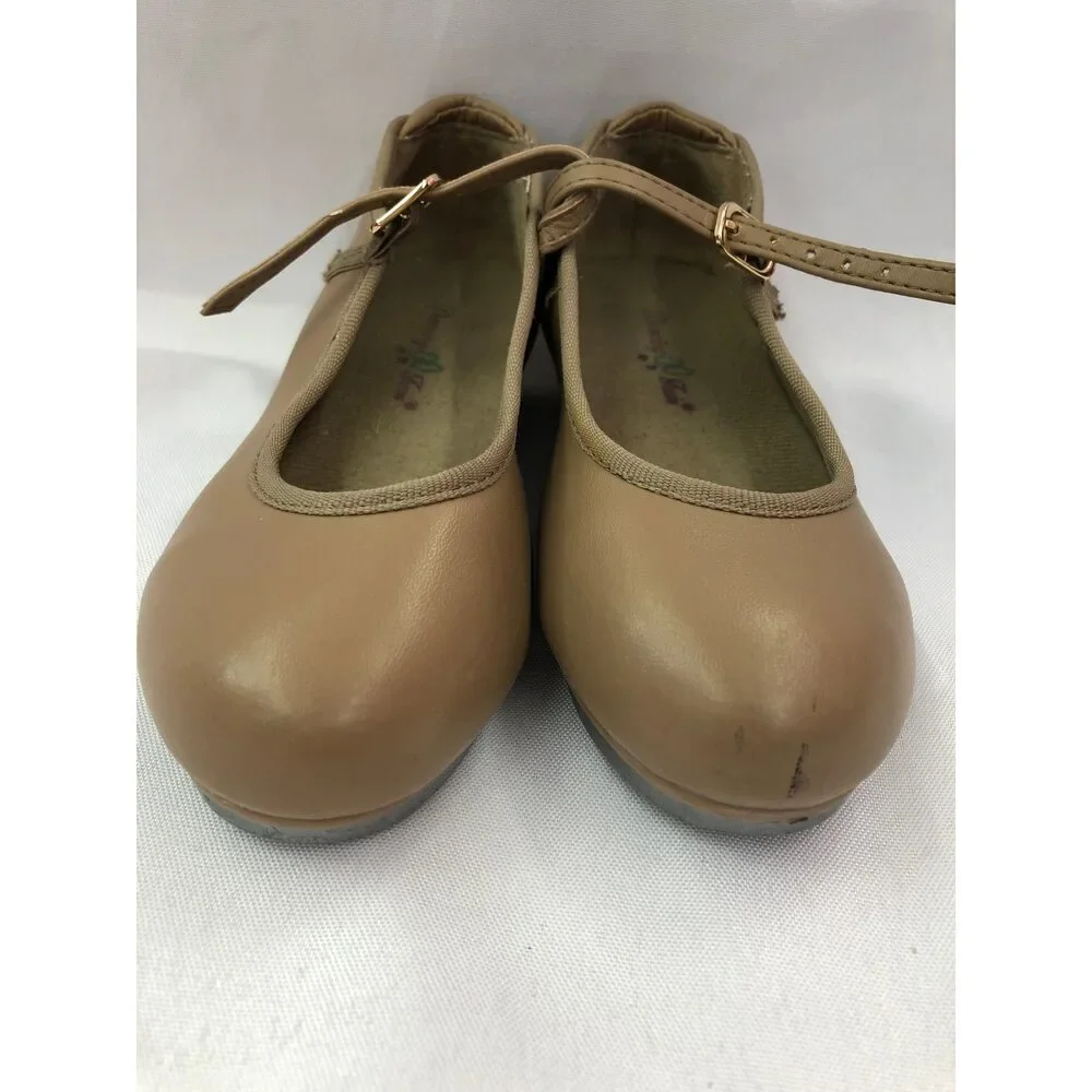 Pre-Owned Dance Tap Shoes Dancing Fair 11M Child Mary Jane Leather Buckle